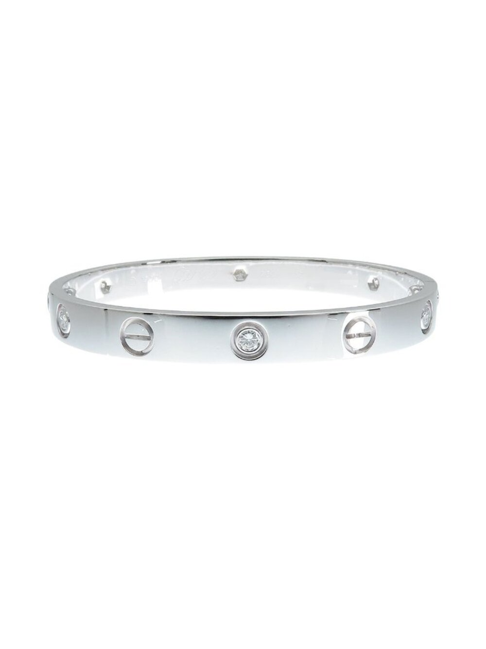 Cartier Love Bracelet White Gold 18K Diamond Bangle 16 15.5